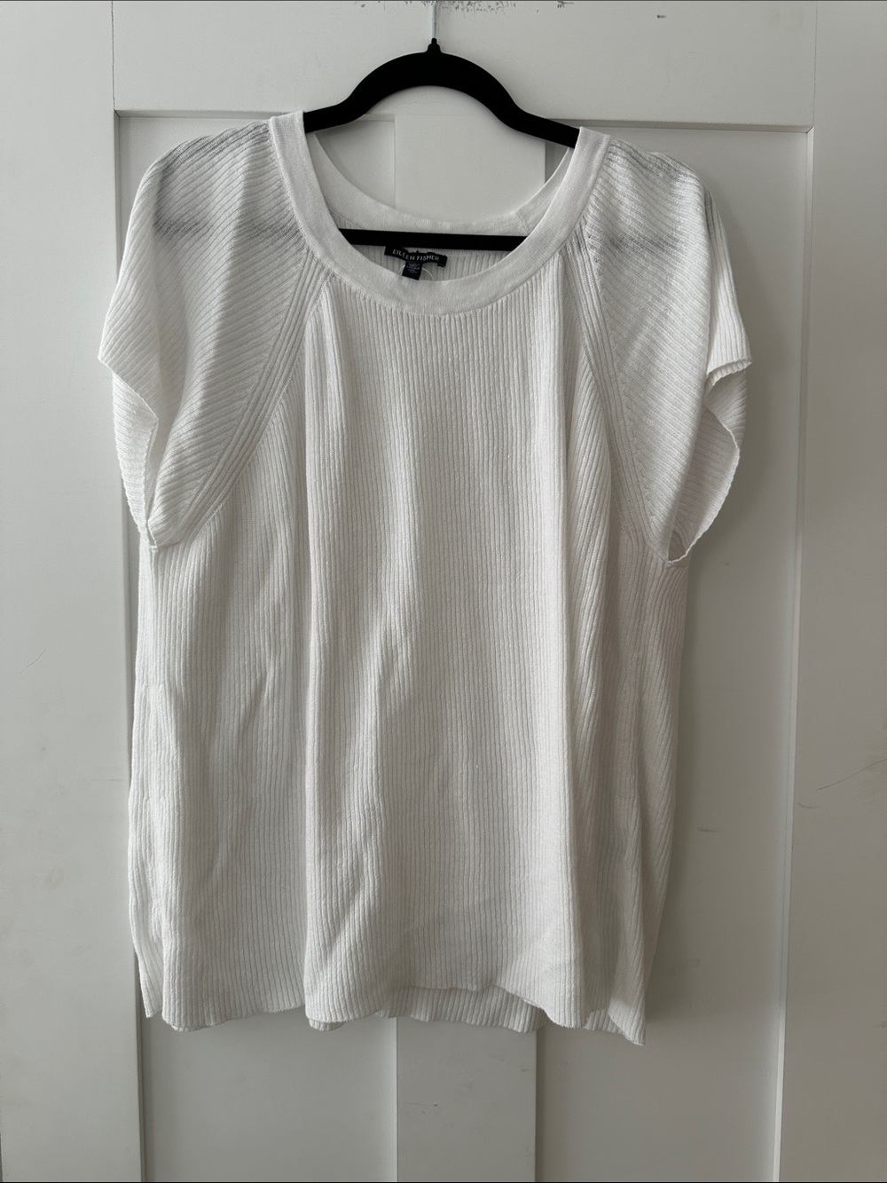 Eileen Fisher White Ribbed Short-Sleeve Tee 07